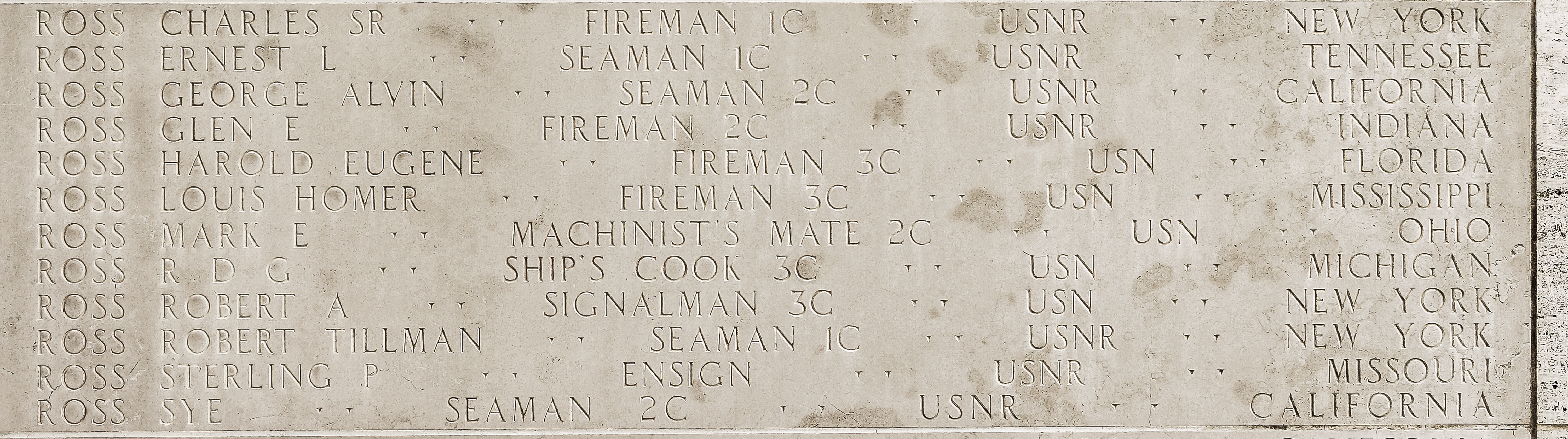 Charles  Ross, Fireman First Class